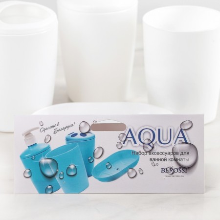 Aqua of Aqua bathroom accessories, 4 items (dispenser, soap dish, 2 glasses), white color-2