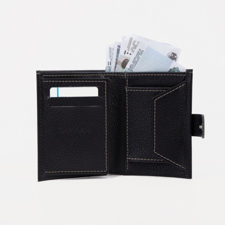 Male purse on a button, document for documents, black color-5