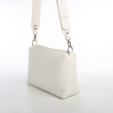 Female bag over the shoulder Textura, medium size, white color-1