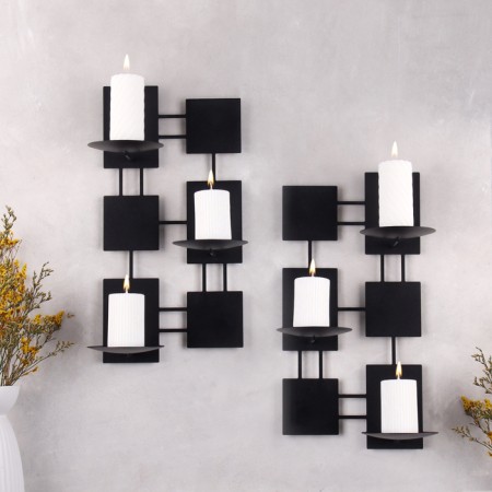 Set of candlesticks of wall "modern" 2pcs, 23x40.5x14.5cm, black
