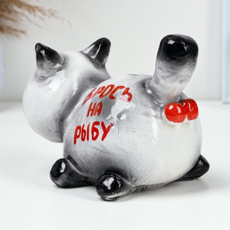 Piggy bank "Cat man" 12x17cm, gray-1