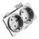 2-seater socket with a protective curtain s/h, 250v, 16a, series of Katrin, GLS16-7114-03, silver