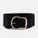 Women's belt, width 8 cm, elastic band, metal buckle, black color