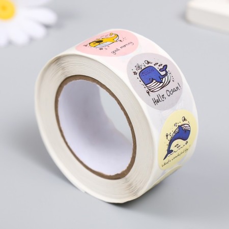Stick Paper "Whales" d = 2.5 cm 500 pcs in a roll 3x6.5x6.5 cm-1