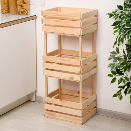 Box for vegetables, 100 × 40 × 30 cm, wooden, three -level, Greengo-3