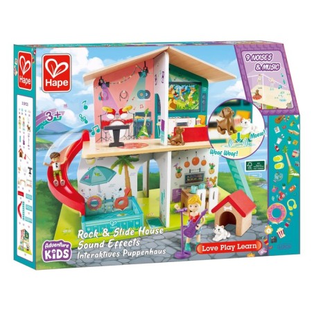 House puppet Hape "Cottage", two -story, with furniture, with sound-3