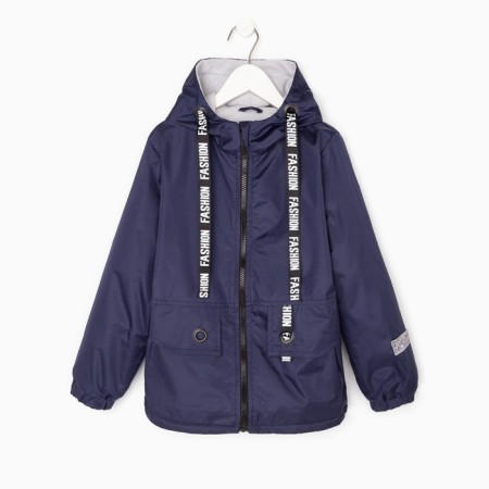 Jacket (windbreaker) on a fleece for a boy, blue color, height 128-134 cm-5