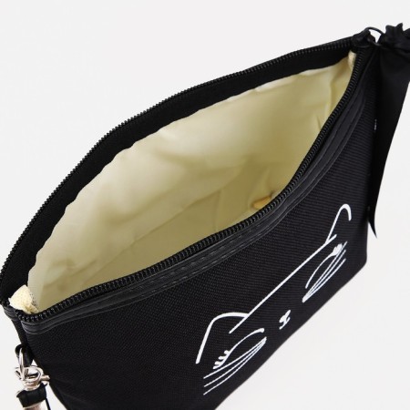 Cosmetic bag with a zipper, with a lining, black color-2