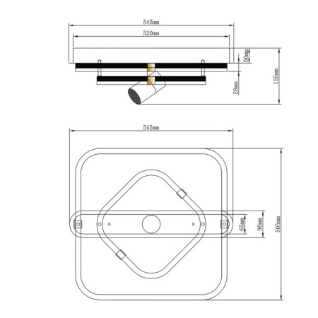 Ceiling light ESCADA, 10280/2LED. 1x62+3W, LED, 4850LM, 3000/4000/6500K, 545x505x155 mm, color chromium-5