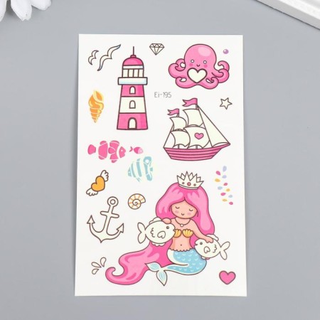 Tattoo on the body phosphorus "Mermaids" mix 12x7.5 cm-3
