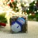 Christmas tree toy "Snowman in a hat" Hand painting, 8.4 cm, blue-white