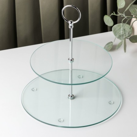 Glass fruit 2-tier round fraction, d = 25/20 cm, transparent-2