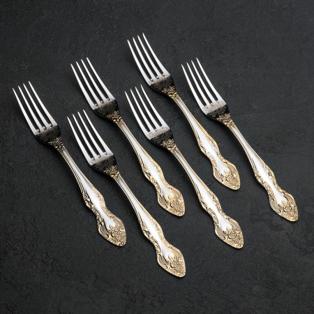 A set of cutlery "Troika", 18 items, thickness 2 mm, artistic painting on nitride-titano coating-4