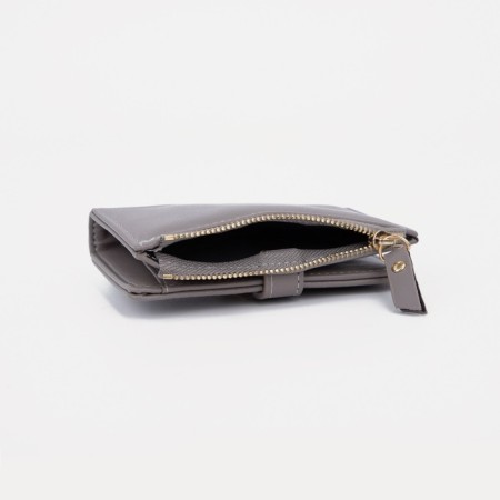 Women's wallet on the button, gray color-2