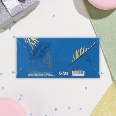 Money envelope "Congratulations!" Blue background, 16.5x8 cm-2