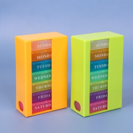 Air man - an organizer "Week", English letters, 14.2 × 8.5 × 4.7 cm, 7 containers of 3 sections, multi -colored-5