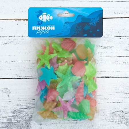 Decorative figures for the aquarium, luminous, "sea inhabitants", 3 - 5 cm, 200 g, mix-3