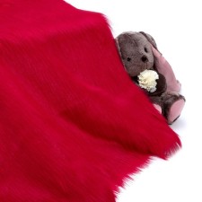 Flap 50 × 50 cm, long -out fur on a knitted basis, raspberry color