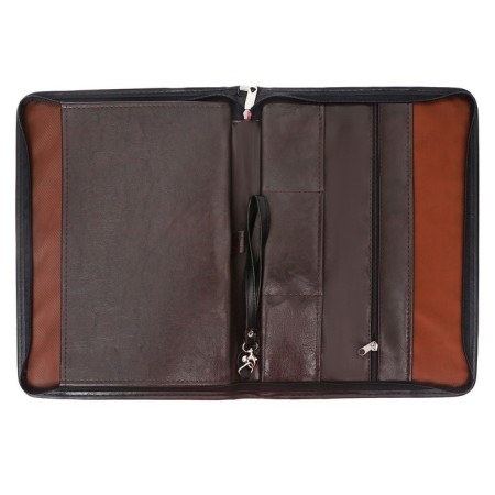 Business folder, artificial leather, 370 x 275 x 30 mm, with a metallic press, the handle “luxury” brown 6D041-3