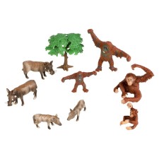 A set of figures “The World of Wild Animals: the Family of the Orangutans and the Family of Warts”, 9 figures