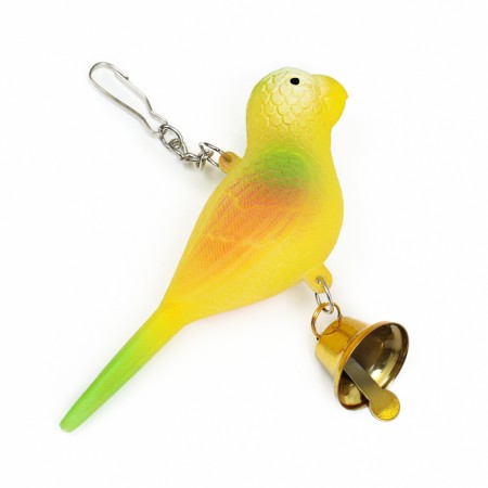Toy for birds "Bird" with a bell, 11.9 x 3.4 x 12.5 cm, yellow