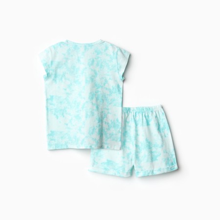 Homemade female set (T -shirt/shorts), turquoise marble color, size 48-10