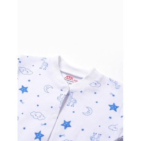 Fufaika (blouse) Children's "giraffes", white/blue color, height 68-1