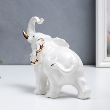 Souvenir Ceramics "Snowthrough Elephant" with gold 17 cm-3