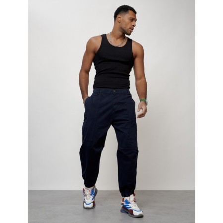 Cargo jeans men, size 48, dark blue color-4