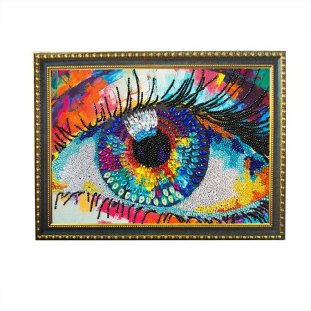 Diamond mosaic with partial filling and uniform rhinestones on the frame "Abstraction", 30 x 40 cm-1