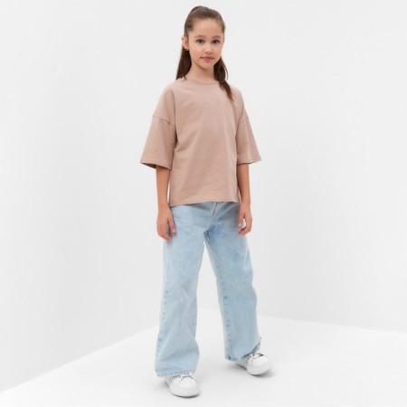 T -shirt Children's Minaku: Basic Line Kids beige color, height 110 cm-4