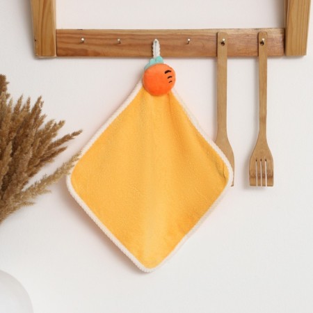 Towel of the share "carrots" yellow color, 30x30 cm, 100% PE, microfiber