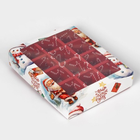 New Year. Box for 12 sweets "Santa Claus", 19 x 15 x 3.6 cm, confectionery packaging-3