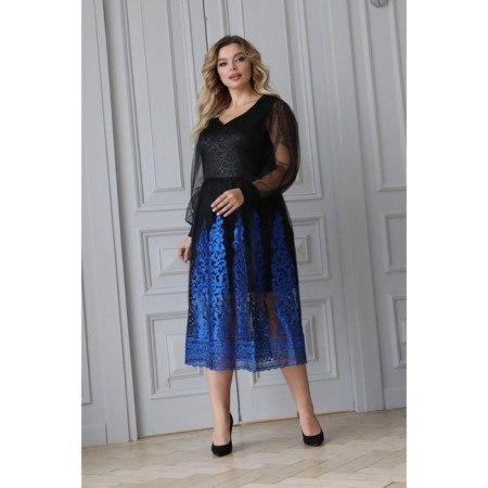 Women's dress, size 60, black color, blue-2