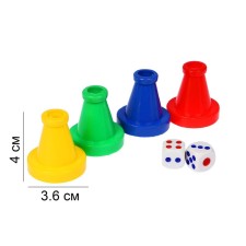 Set for board games, 4 chips 4 x 3.6 cm, 2 cubes 1.5 x 1.5 cm