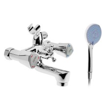Bath mixer Zein Z3727, two -wound, pour 10 cm, watering can 3 modes, chrome