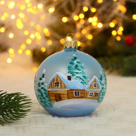 Christmas ball D-8 cm "Winter village" manual painting, mix-5