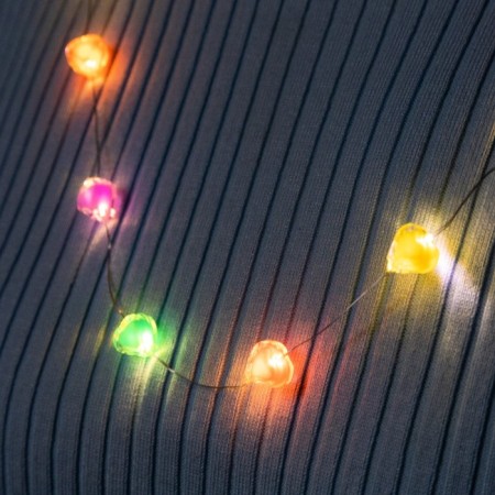 LED beads "Hearts", 80 cm, LED (1608) -16-4.6V, AG13X3 (in set), 3 dir, glow warm white-2