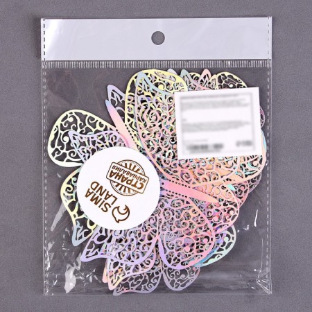 Set for decorating "Butterflies", 12 pieces, holography, silver color-4