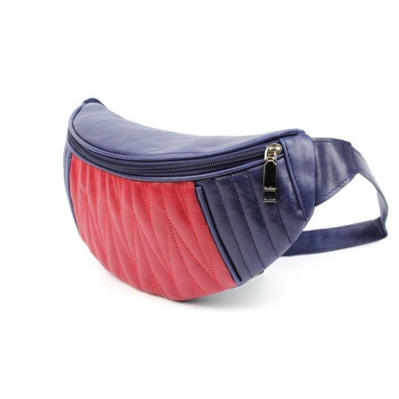 Female waist bag, outer pocket, red/blue-2