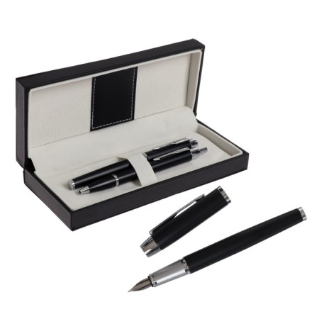 Gift handles, 2 pieces, in the leatherette case (feathers and ball), PB IM, black/silver