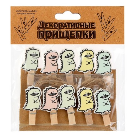 Decorative clothespins with a rope for the suspension "Dracosi" set 10 pcs., 1.5 × 12 × 14 cm-9