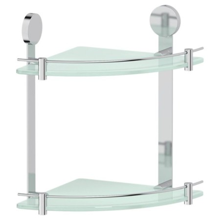 Corner shelf two -tier, width 26 cm, matte glass, chrome