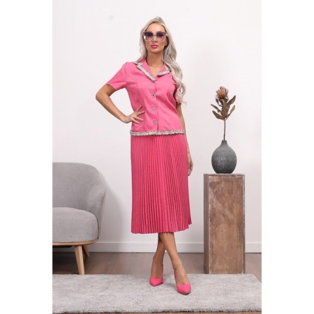 Female suit, size 44, raspberry color-3