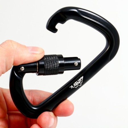 Carabiner with a clutch, 11x7 cm, 26 kn, black-3