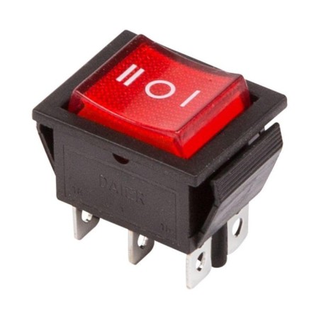 The Klavic switch Rexant 36-2390, 250 V, 15 A, On-OFF-ON, 6C, Red, with backlight