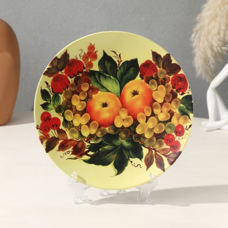 Decorative “Fruit” plate, with a pattern on canvas, D = 20 cm