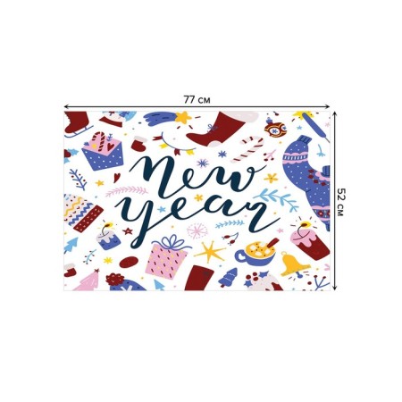 Bathroom mat “Happy New Year”, anti -slip, size 52x77 cm-1