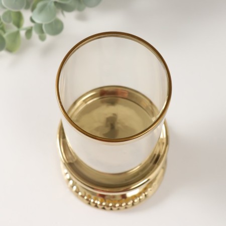 Ceramics candlestick, glass for 1 candle "Wells" d = 8 cm gold 10x10x21.5 cm-2