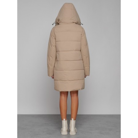 Coat insulated winter female, size 42, color light brown-3